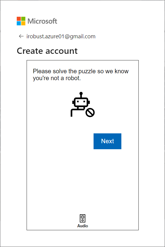 Azure Create account Step 3
