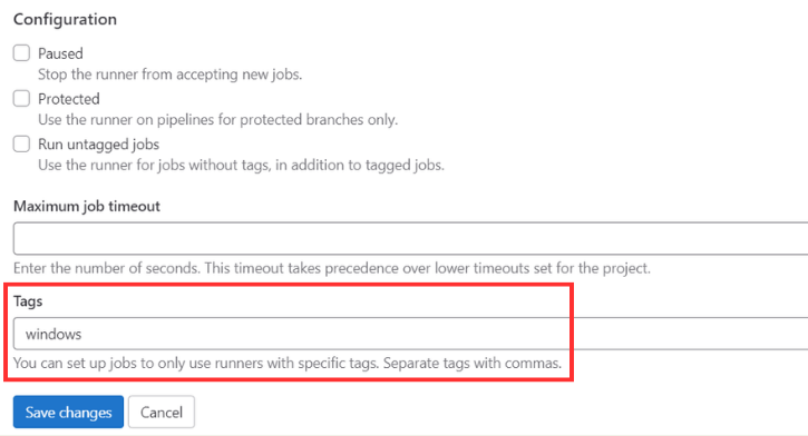 เลือก runner ตาม tag ที่กำหนด